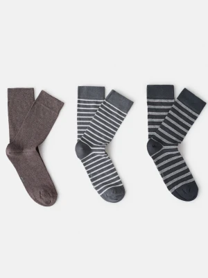 MANGO MAN - Zestaw 3 par skarpetek w różne kolory brązowy - - Mężczyzna