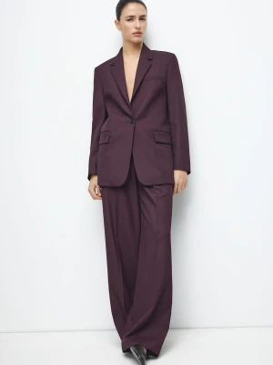 Marynarka garniturowa o prostym kroju z kieszeniami z klapami winny - Kobieta - - MANGO