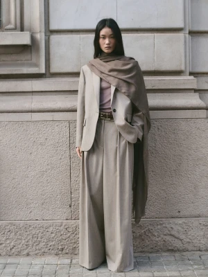 MANGO - Marynarka garniturowa z mieszanki wełny średni brązowy - - Kobieta