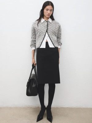 MANGO - Melanżowy żakiet z dzianiny czarny - - Kobieta