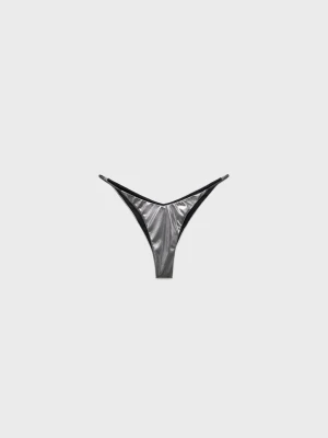 MANGO - Metaliczne figi od bikini srebrny - - Kobieta