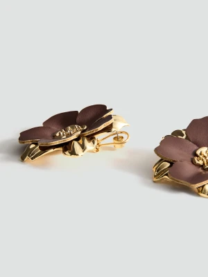 Metalowe kolczyki z kwiatami brązowy - Kobieta - Rozmiar uniwersalny - MANGO