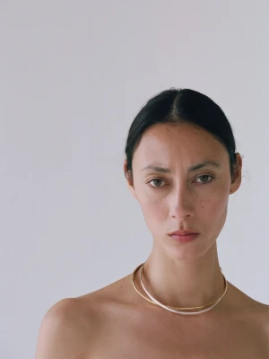 MANGO - Naszyjnik choker usztywniany złoty - Rozmiar uniwersalny - Kobieta