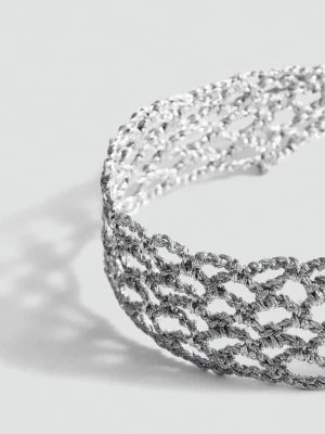 MANGO - Naszyjnik choker z lureksu srebrny - Rozmiar uniwersalny - Kobieta