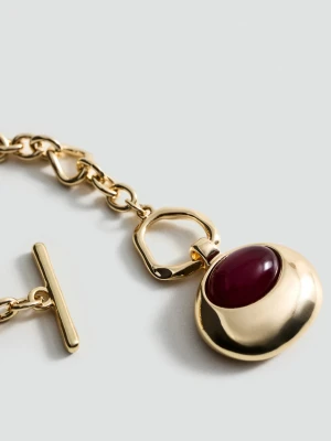 MANGO - Naszyjnik z ogniw z okrągłym wisiorem złoty - Rozmiar uniwersalny - Kobieta