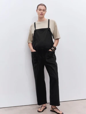 MANGO - Ogrodniczki dżinsowe ciążowe black denim - - Kobieta