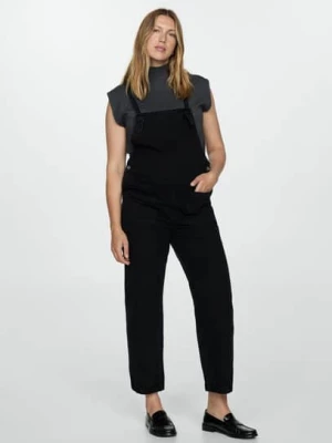 MANGO - Ogrodniczki dżinsowe ciążowe black denim - - Kobieta