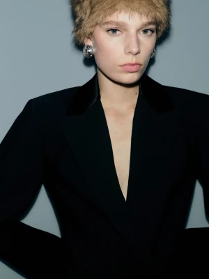 MANGO - Okrągłe kolczyki z łączonych materiałów srebrny - Rozmiar uniwersalny - Kobieta