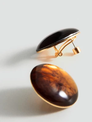 MANGO - Okrągłe kolczyki z żywicy brązowy - Rozmiar uniwersalny - Kobieta