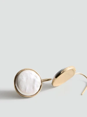 MANGO - Okrągłe kolczyki z żywicy złoty - Rozmiar uniwersalny - Kobieta