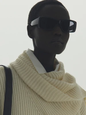 Okulary przeciwsłoneczne z prostokątną oprawką czarny - Kobieta - Rozmiar uniwersalny - MANGO