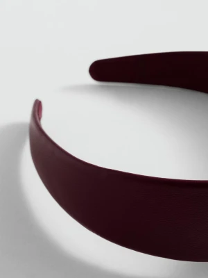 MANGO - Opaska skórzana burgund - Rozmiar uniwersalny - Kobieta