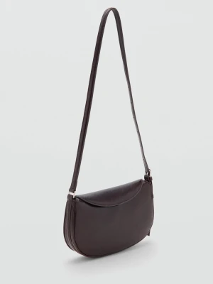 MANGO - Owalna torebka listonoszka z klapą czekoladowy - Rozmiar uniwersalny - Kobieta