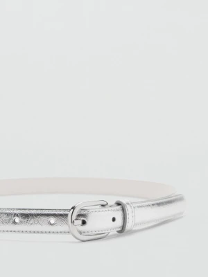 MANGO - Pasek metalowa klamra srebrny - - Kobieta