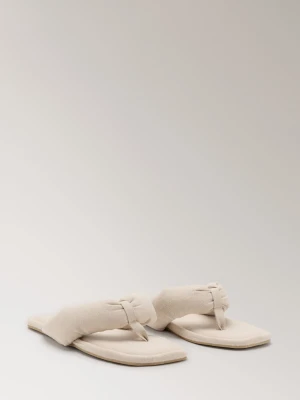 MANGO - Pikowane kapcie beżowy - - Kobieta