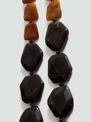 Podwójny naszyjnik z koralikami brązowy - Kobieta - Rozmiar uniwersalny - MANGO