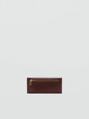 MANGO - Portfel z klapką i ozdobnym guzikiem burgund - Rozmiar uniwersalny - Kobieta