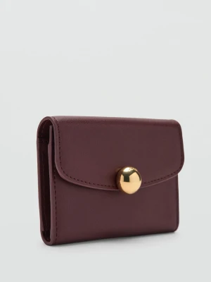 MANGO - Portfel z klapką i ozdobnym guzikiem burgund - Rozmiar uniwersalny - Kobieta