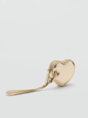 MANGO - Portmonetka z brelokiem serce złoty - Rozmiar uniwersalny - Kobieta