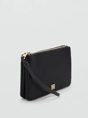 MANGO - Portmonetka z nylonu na zamek czarny - Rozmiar uniwersalny - Kobieta