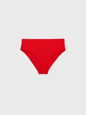 MANGO - Prążkowane figi bikini z wysokim stanem czerwony - - Kobieta