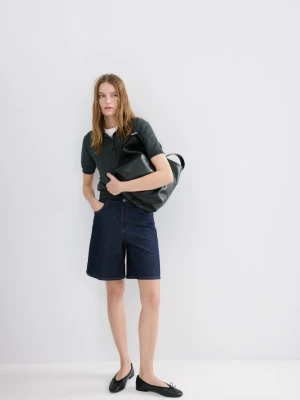 Proste bermudy denimowe z wysokim stanem niebieski - Kobieta - - MANGO