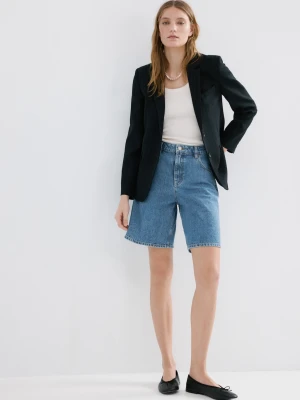 Proste bermudy denimowe z wysokim stanem średni niebieski - Kobieta - - MANGO
