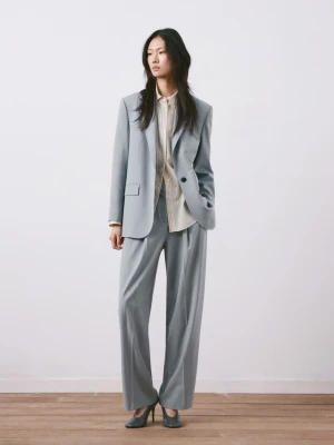 Proste, garniturowe spodnie niebieski - Kobieta - - MANGO