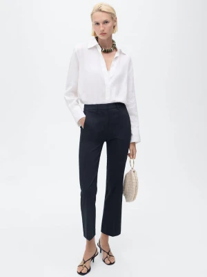 MANGO - Proste spodnie crop czarny - - Kobieta