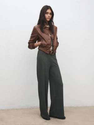 Proste spodnie z elastycznym pasem szary - Kobieta - - MANGO