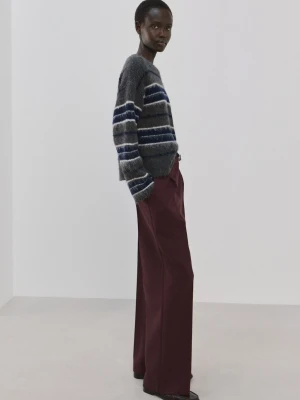 MANGO - Proste spodnie z paskiem winny - - Kobieta