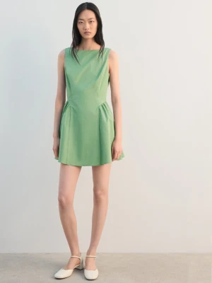 Rozkloszowana sukienka bawełniana zielony - Kobieta - - MANGO