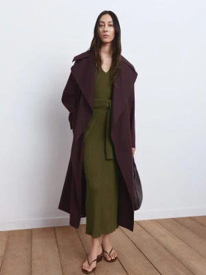 MANGO - Rozkloszowana sukienka z cienkiej dzianiny khaki - - Kobieta