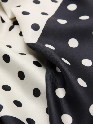 MANGO - Satynowa apaszka w groszki kremowy / écru - Rozmiar uniwersalny - Kobieta