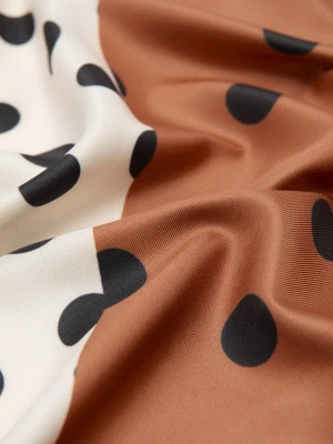 MANGO - Satynowa apaszka w groszki kremowy / écru - Rozmiar uniwersalny - Kobieta