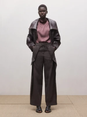 Satynowa bluzka 100% jedwab burgund - Kobieta - - MANGO