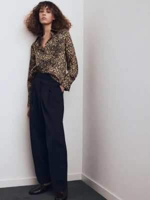 Satynowa koszula w panterkę brązowy - Kobieta - - MANGO