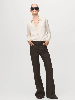 Satynowa, lejąca koszula kremowy / écru - Kobieta - - MANGO