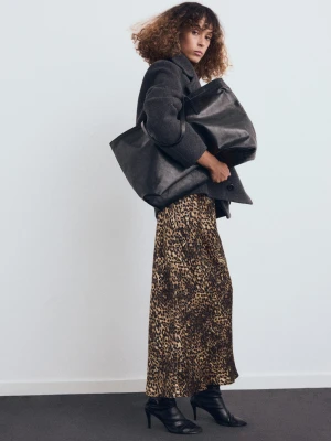 Satynowa spódnica w panterkę brązowy - Kobieta - - MANGO