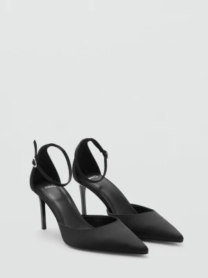 Satynowe buty na obcasie z paskiem czarny - Kobieta - - MANGO