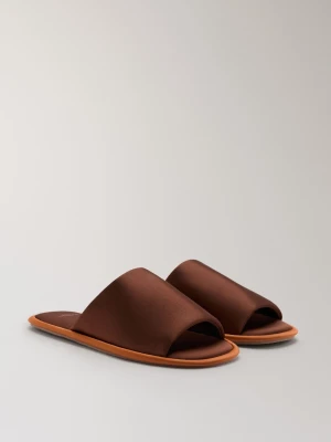 MANGO - Satynowe buty sportowe z kontrastowym obszyciem brązowy - - Kobieta