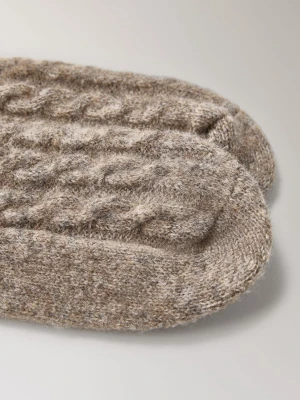 MANGO - Skarpetki z grubej dzianiny z warkoczami kremowy / écru - Rozmiar uniwersalny - Kobieta