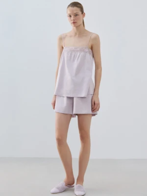 MANGO - Spodenki bawełniane liliowy - - Kobieta