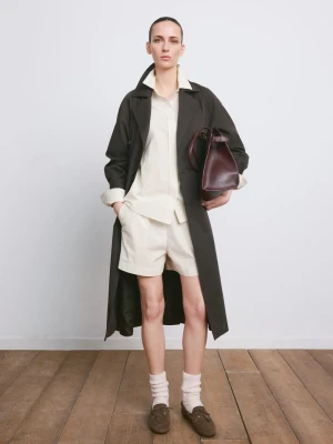 MANGO - Spodenki bawełniane z elastycznym pasem kremowy / écru - - Kobieta