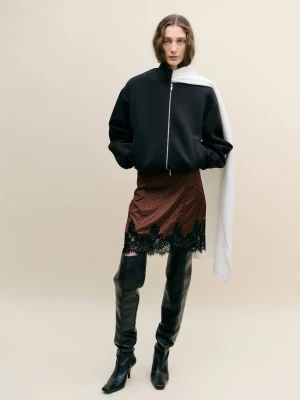 MANGO - Spódnica bieliźniana w kropki brązowy - - Kobieta