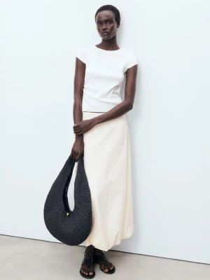 MANGO - Długa bufiasta spódnica kremowy / écru - - Kobieta