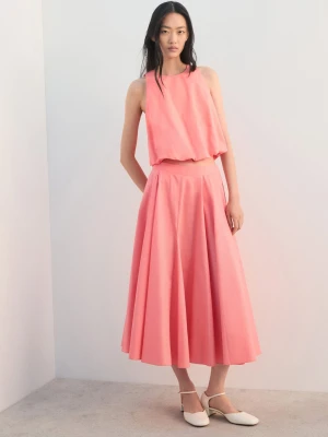MANGO - Spódnica midi o rozszerzanym kroju koralowy - - Kobieta