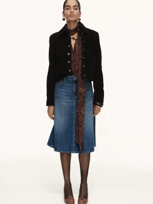MANGO - Spódnica midi z denimu ciemnoniebieski - - Kobieta
