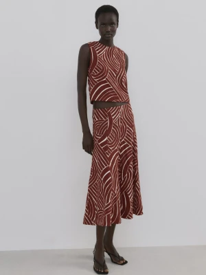 Spódnica o kroju A z geometrycznym wzorem kasztanowy - Kobieta - - MANGO