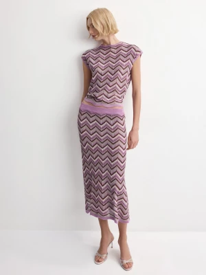 Spódnica z dzianiny o trapezowym kroju purpurowy - Kobieta - - MANGO